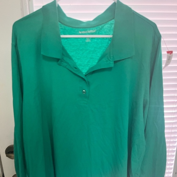 🔴 CLEARANCES LAST CALL Woman Within Teal Button-Down Shirt - Picture 1 of 4